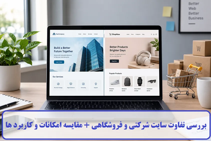 بررسی تفاوت سایت شرکتی و فروشگاهی + مقایسه امکانات و کاربرد ها
